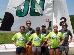(Photo by Jon Faudree) Jacksonville University sailing team members (from left) Mara Strobel-Lanka, Danny Lawless, Hannah Knighton, Ian Ikeda, Victoria Caba and Peter Hidley are heading to nationals this week.